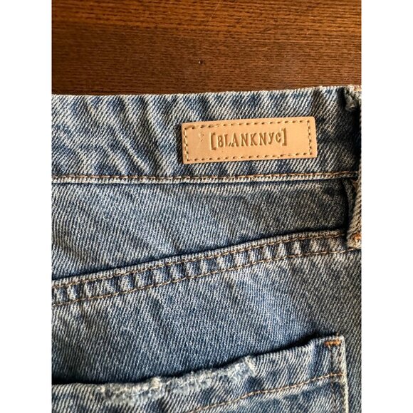 Blank NYC Baxter Ribcage Straight Leg Distressed Jeans Ripped Baggy Raw Hem Butt - Picture 15 of 16